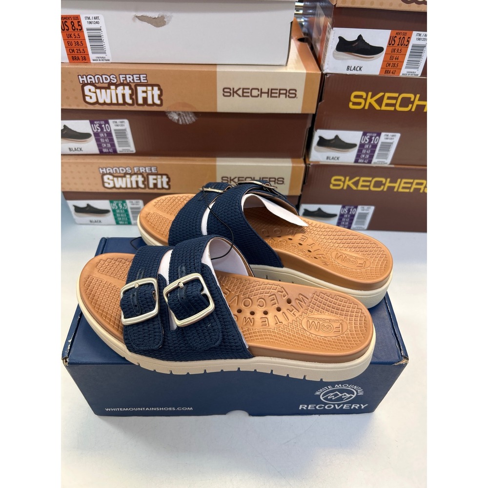 White Mountain Recovery Nanny Navy Blue Slide Sandals W39230-410 Womens 8.5 0591